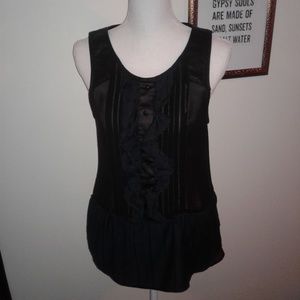 Free People | Black tank ruffle front size M